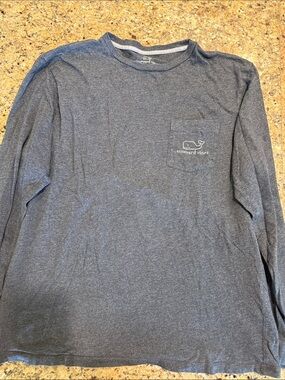 Vineyard Vines Men's Long-Sleeve Pocket Tee in Charcoal Gray